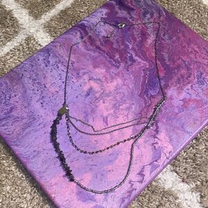 American Eagle Outfitters Multi Layered Chain Metal Bead and Stone Necklace